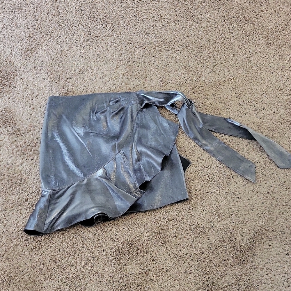 Cinq a Sept Metallic Silver Skirt